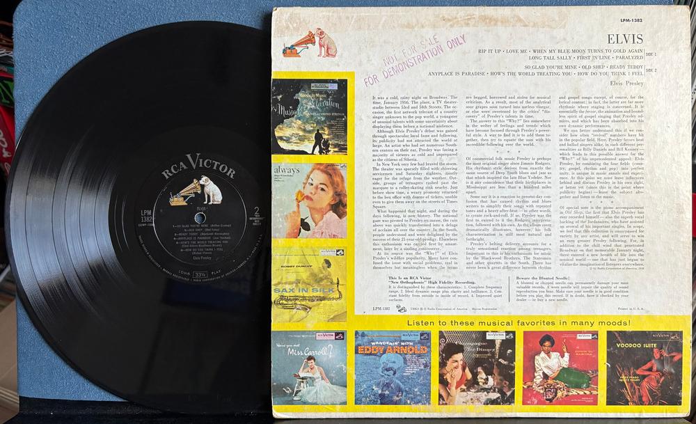ELVIS PRESLEY 'ELVIS' S/T LP~RARE '56 MONO DG 1S/1S 1st